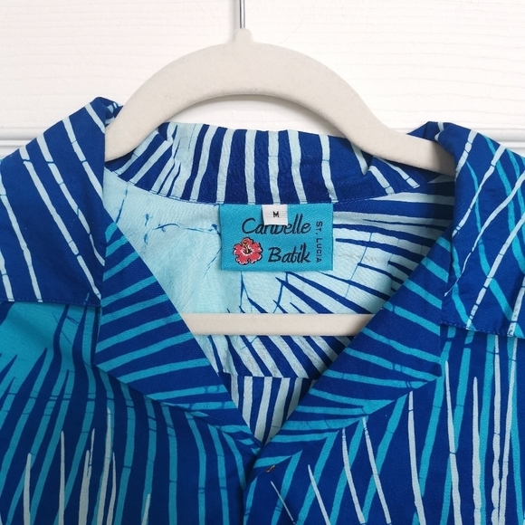 Caribelle Batik Handmade Short Sleeve Cotton Button Down Hawaiian Shirt - Picture 5 of 6